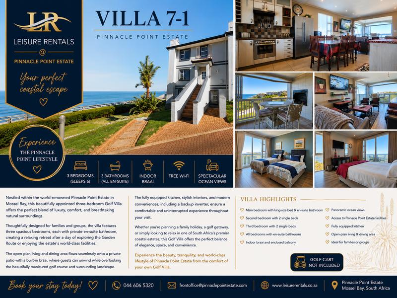 To Let 3 Bedroom Property for Rent in Pinnacle Point Golf Estate Western Cape